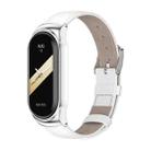 For Xiaomi Mi Band 8 Mijobs CS Case Genuine Leather Top Layer Cowhide Watch Band(White Silver) - 1