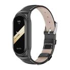 For Xiaomi Mi Band 8 Mijobs CS Case Genuine Leather Top Layer Cowhide Watch Band(Black+White) - 1