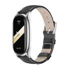 For Xiaomi Mi Band 8 Mijobs Plus Case Genuine Leather Watch Band(Black Silver) - 1
