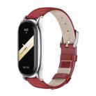 For Xiaomi Mi Band 8 Mijobs Plus Case Genuine Leather Watch Band(Red Silver) - 1