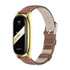 For Xiaomi Mi Band 8 Mijobs Plus Case Genuine Leather Watch Band(Brown Gold) - 1