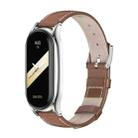 For Xiaomi Mi Band 8 Mijobs Plus Case Genuine Leather Watch Band(Brown Silver) - 1