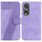 For Honor 80 Pro 7-shaped Embossed Leather Phone Case(Purple) - 1