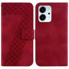 For Honor 80 SE Seven-shaped Embossed Leather Phone Case(Red) - 1