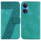 For Honor X7 Seven-shaped Embossed Leather Phone Case(Green) - 1