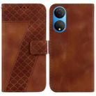 For Honor X7 Seven-shaped Embossed Leather Phone Case(Brown) - 1