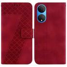 For Honor X7 7-shaped Embossed Leather Phone Case(Red) - 1