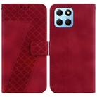 For Honor X8 5G Seven-shaped Embossed Leather Phone Case(Red) - 1