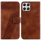 For Honor X8 Seven-shaped Embossed Leather Phone Case(Brown) - 1