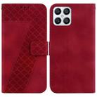 For Honor X8 Seven-shaped Embossed Leather Phone Case(Red) - 1