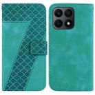 For Honor X8a Seven-shaped Embossed Leather Phone Case(Green) - 1