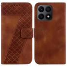 For Honor X8a Seven-shaped Embossed Leather Phone Case(Brown) - 1