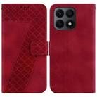 For Honor X8a Seven-shaped Embossed Leather Phone Case(Red) - 1