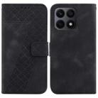 For Honor X8a 7-shaped Embossed Leather Phone Case(Black) - 1