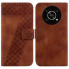 For Honor X9 5G Seven-shaped Embossed Leather Phone Case(Brown) - 1