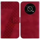 For Honor X9 5G Seven-shaped Embossed Leather Phone Case(Red) - 1