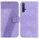 For Honor 20 7-shaped Embossed Leather Phone Case(Purple) - 1