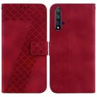 For Honor 20 Seven-shaped Embossed Leather Phone Case(Red) - 1