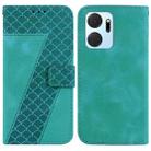 For Honor X7a 7-shaped Embossed Leather Phone Case(Green) - 1
