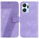 For Honor X7a Seven-shaped Embossed Leather Phone Case(Purple) - 1