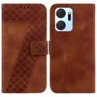 For Honor X7a 7-shaped Embossed Leather Phone Case(Brown) - 1