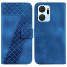 For Honor X7a Seven-shaped Embossed Leather Phone Case(Blue) - 1