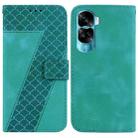 For Honor 90 Lite Seven-shaped Embossed Leather Phone Case(Green) - 1