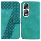 For Honor 90 Pro Seven-shaped Embossed Leather Phone Case(Green) - 1