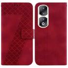 For Honor 90 Pro Seven-shaped Embossed Leather Phone Case(Red) - 1