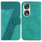 For Honor 90 7-shaped Embossed Leather Phone Case(Green) - 1