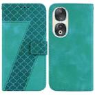 For Honor 90 Seven-shaped Embossed Leather Phone Case(Green) - 1