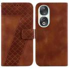 For Honor 90 Seven-shaped Embossed Leather Phone Case(Brown) - 1