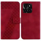 For Honor X6a Seven-shaped Embossed Leather Phone Case(Red) - 1