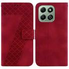 For Honor X6b Seven-shaped Embossed Leather Phone Case(Red) - 1