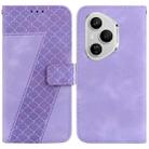 For Honor 400 Pro Global 160.8mm Seven-shaped Embossed Leather Phone Case(Purple) - 1