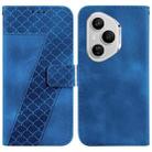 For Honor 400 Pro Global 160.8mm Seven-shaped Embossed Leather Phone Case(Blue) - 1