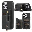 For iPhone 14 Pro ABEEL Litchi Texture Card Bag PU Phone Case(Black) - 1