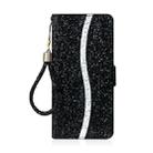 For iPhone 8 / 7 Glitter Powder Horizontal Flip Leather Case with Card Slots & Holder & Lanyard(Black) - 2
