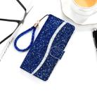 For iPhone X / XS Glitter Powder Horizontal Flip Leather Case with Card Slots & Holder & Lanyard(Blue) - 1