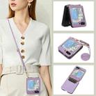 For Samsung Galaxy Z Flip5 Card Slot Crossbody Folding Leather Phone Case(Purple) - 1