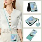 For Samsung Galaxy Z Flip5 Card Slot Crossbody Folding Leather Phone Case(Mint Green) - 1