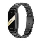 For Xiaomi Mi Band 8 Mijobs Plus Case Three Bead Metal Stainless Steel Watch Band(Black) - 1