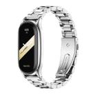 For Xiaomi Mi Band 8 Mijobs Plus Case Three Bead Metal Stainless Steel Watch Band(Silver) - 1