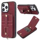 For iPhone 15 Pro Max ABEEL Litchi Texture Card Bag PU Phone Case(Purple) - 1