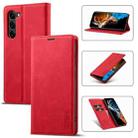 For Samsung Galaxy S24+ 5G LC.IMEEKE Strong Magnetism Microfiber Leather Phone Case(Red) - 1