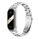 For Xiaomi Mi Band 8 Mijobs CS Case Three Bead Metal Stainless Steel Watch Band(Silver) - 1