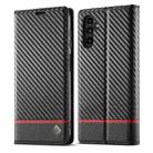 For Samsung Galaxy S23 FE 5G LC.IMEEKE Carbon Fiber Leather Phone Case(Horizontal Black) - 1