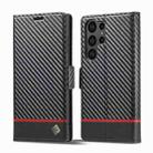 For Samsung Galaxy S24 Ultra 5G LC.IMEEKE Carbon Fiber Leather Phone Case(Horizontal Black) - 1