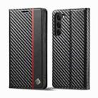 For Samsung Galaxy S24+ 5G LC.IMEEKE Carbon Fiber Leather Phone Case(Vertical Black) - 1