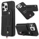 For iPhone 15 Pro Max ABEEL Litchi Texture Card Bag PU Phone Case(Black) - 1